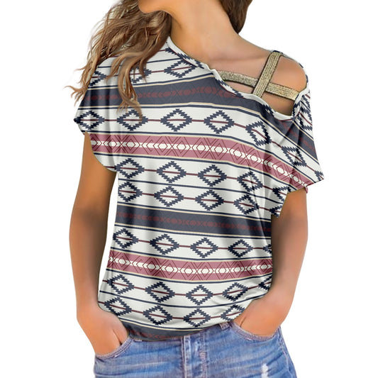 Native America Sequin cross belt top