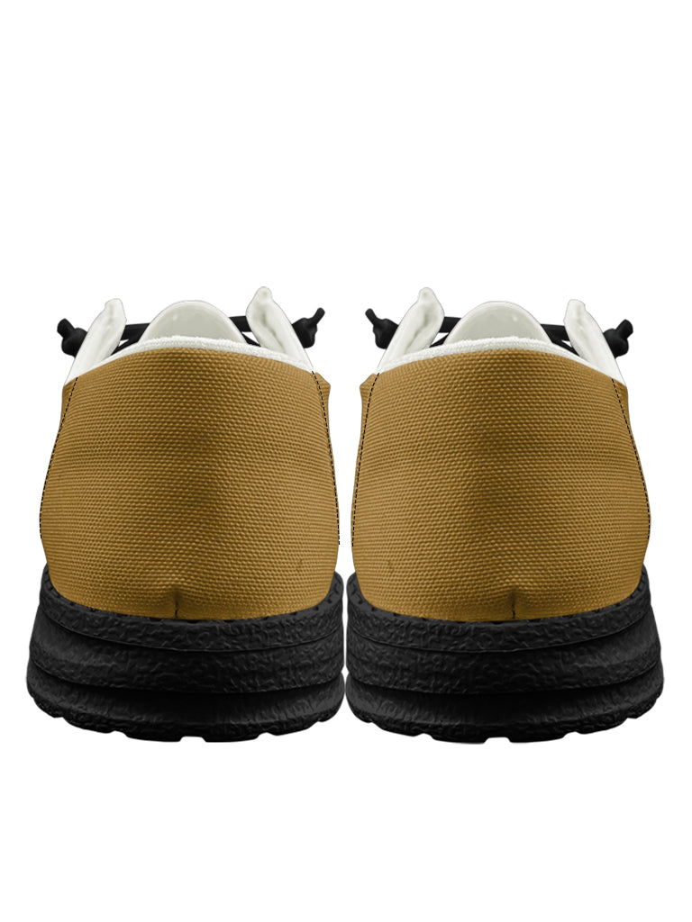 Gold Black Lace Up Loafers