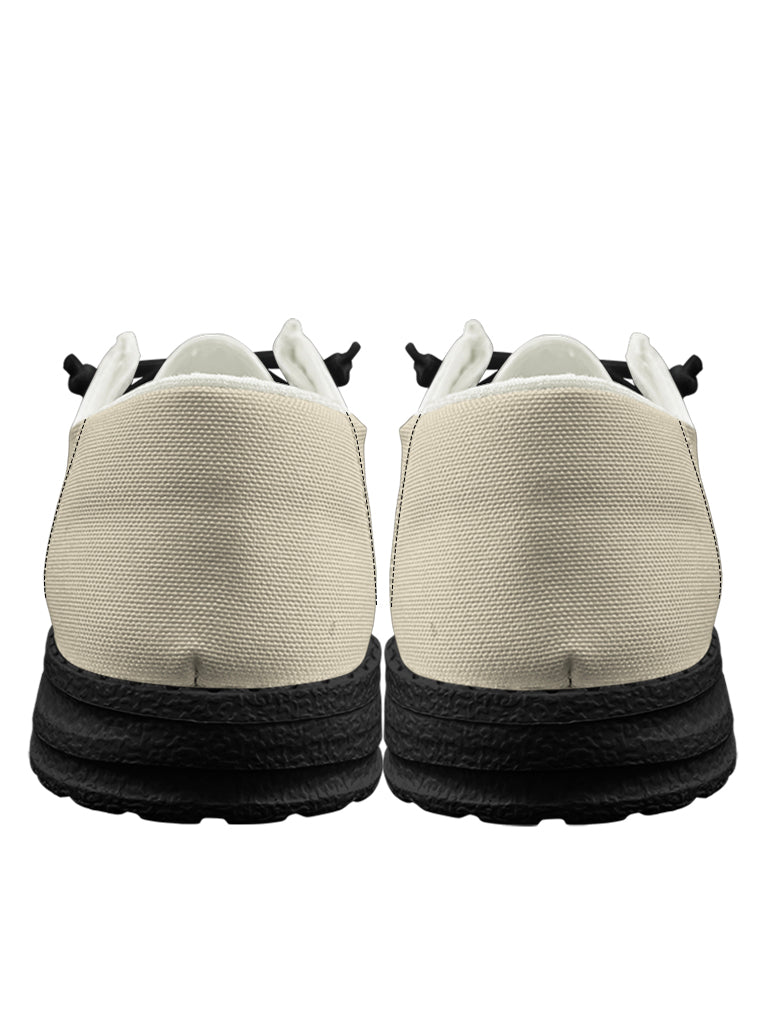 Beige Black Lace Up Loafers