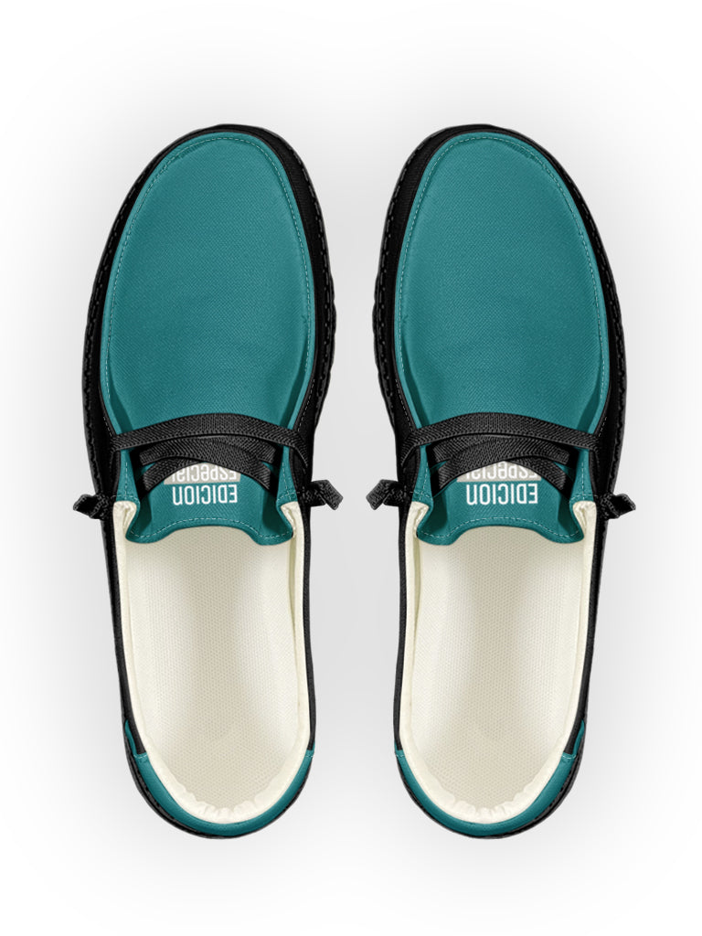 Teal-Black Lace Up Loafers