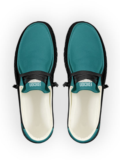 Teal-Black Lace Up Loafers