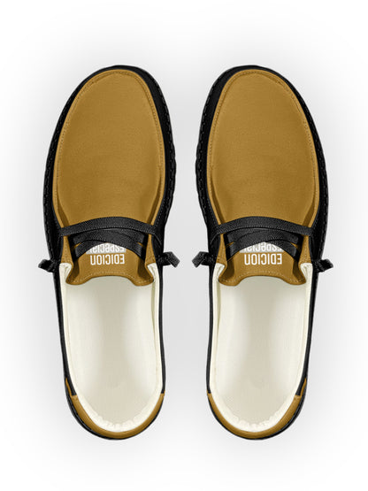 Gold Black Lace Up Loafers