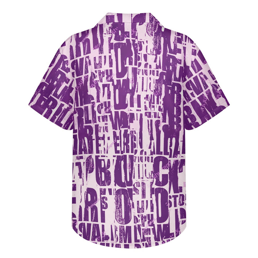 Purple Newspaper Hawaiian shirt — view 2