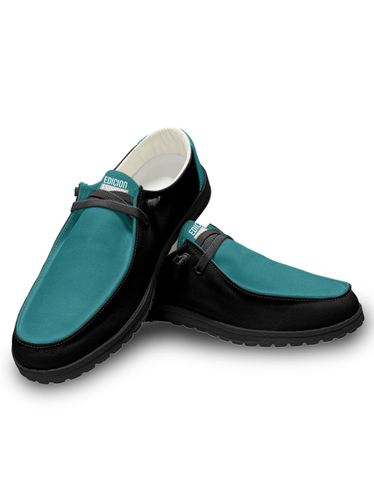 Teal-Black Lace Up Loafers