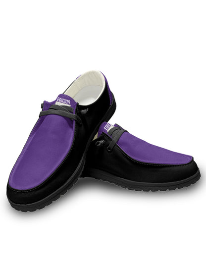 Purple Black Lace Up Loafers