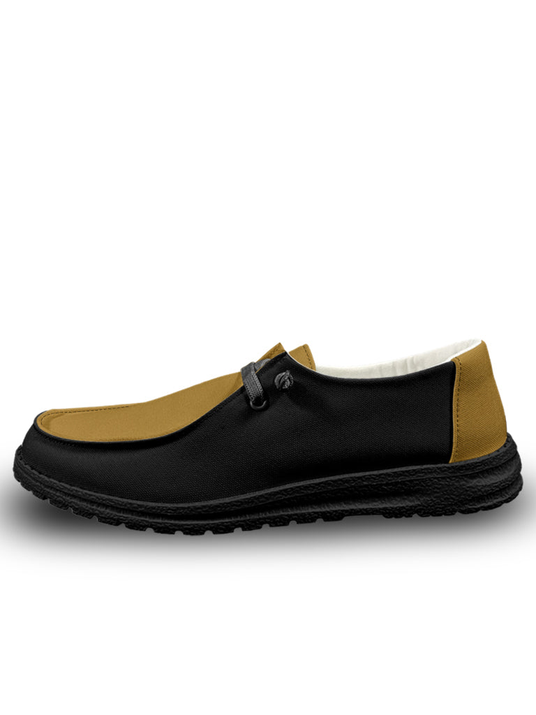 Gold Black Lace Up Loafers