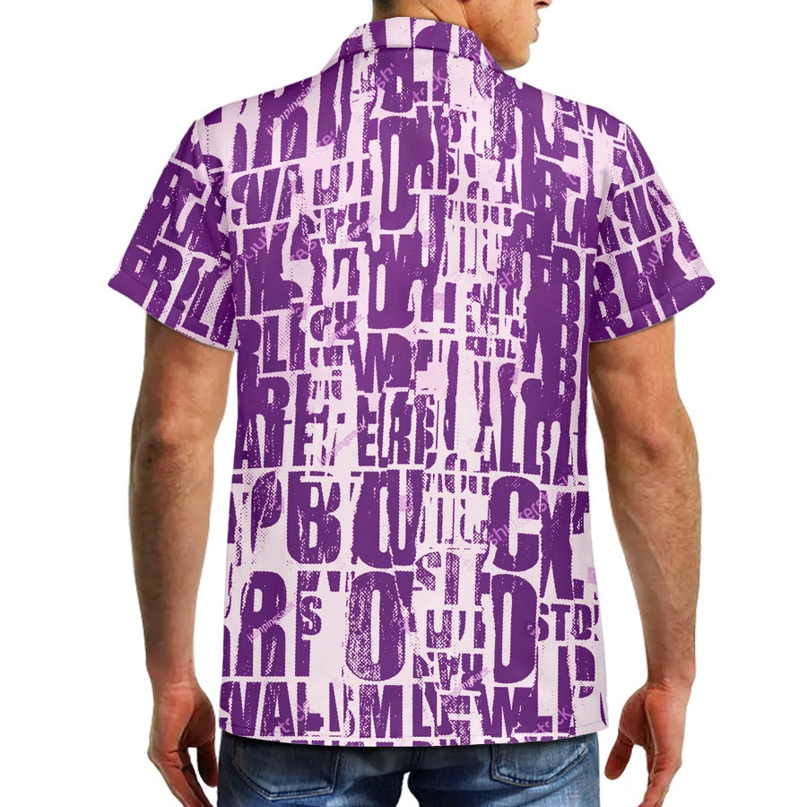 Purple Newspaper Hawaiian shirt — view 3