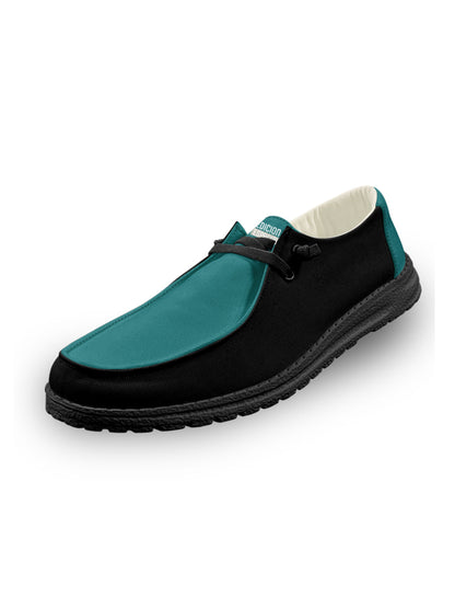 Teal-Black Lace Up Loafers