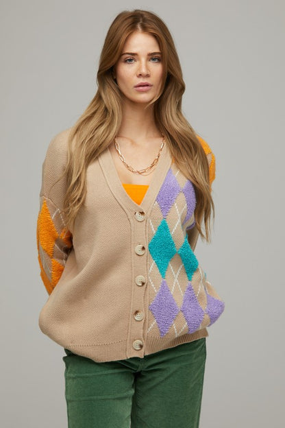 Plus V Neck Button Front Cardigan