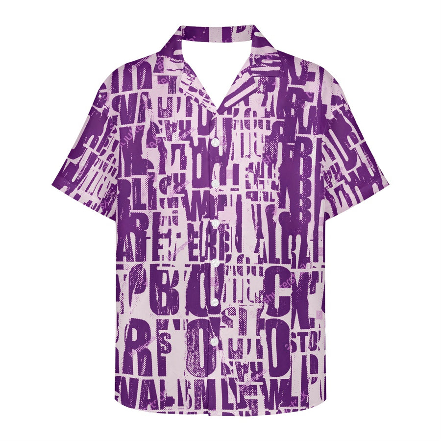 Purple Newspaper Hawaiian shirt — view 1