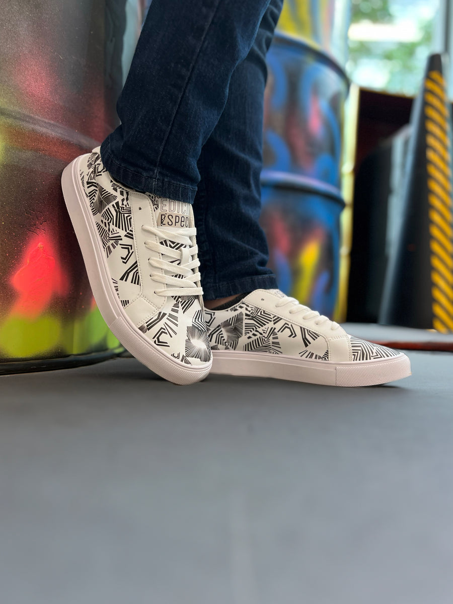 White and Black Sneakers — limited edition artist-designed footwear by Edición Especial, Saint Paul MN — image 1