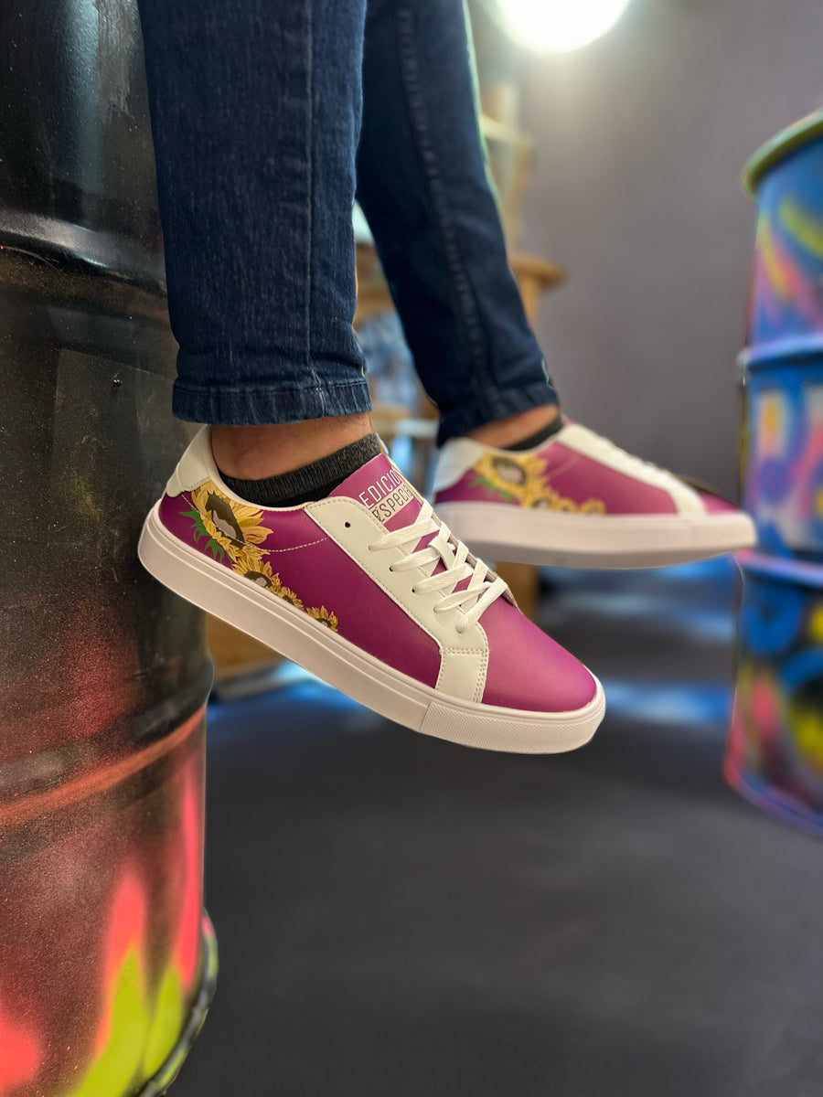 Sunflowers Purple sneakers — limited edition artist-designed footwear by Edición Especial, Saint Paul MN — image 1