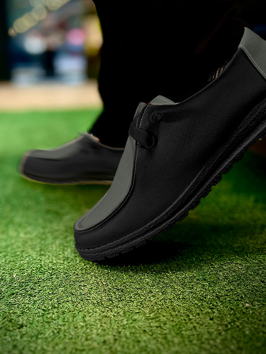 Green Black Lace Up Loafers