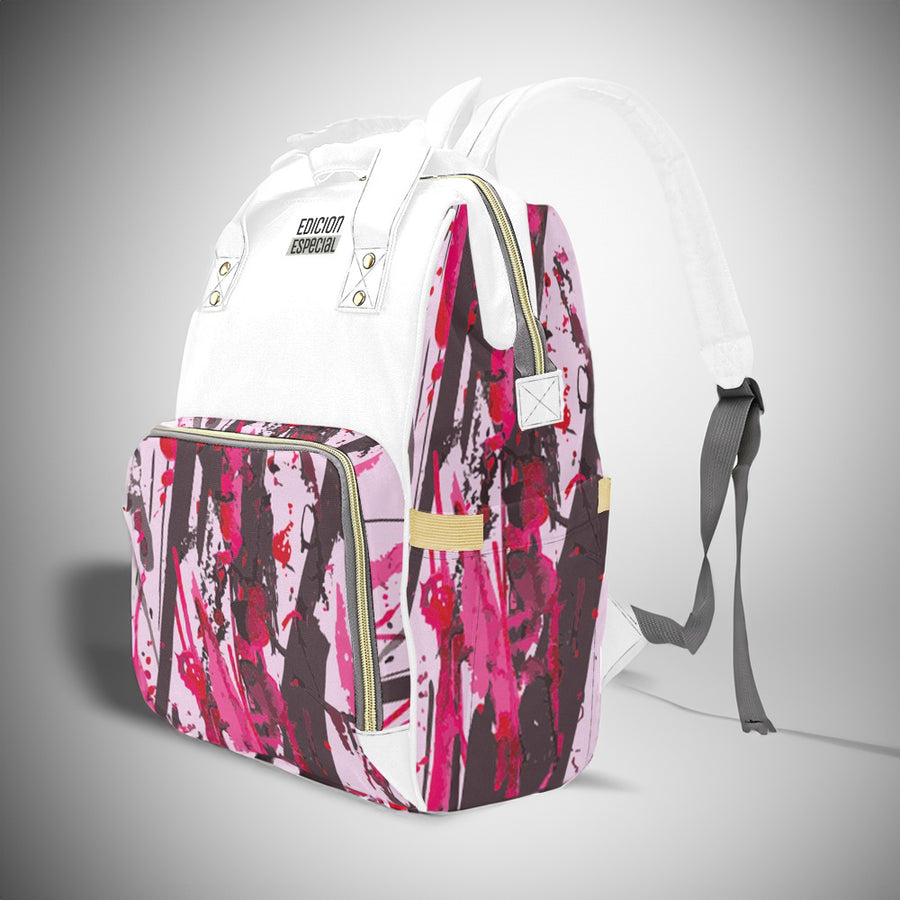 Wild Pink Multi-Function Diaper Backpack — limited edition artist-designed footwear by Edición Especial, Saint Paul MN — image 1