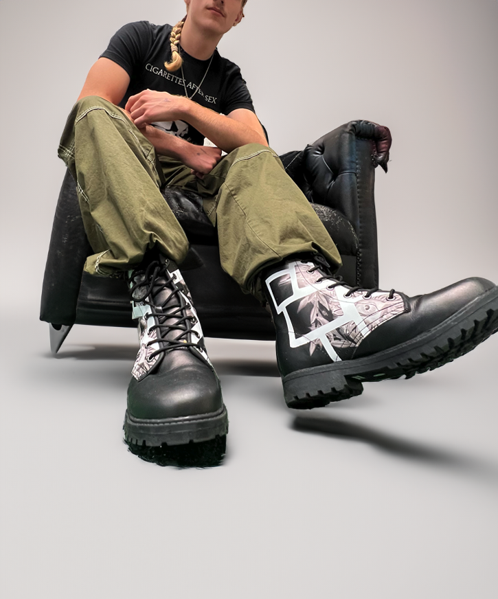 Crazybird Watercolor Boots — limited edition artist-designed footwear by Edición Especial, Saint Paul MN — image 1