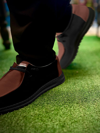 Brown Black Lace Up Loafers