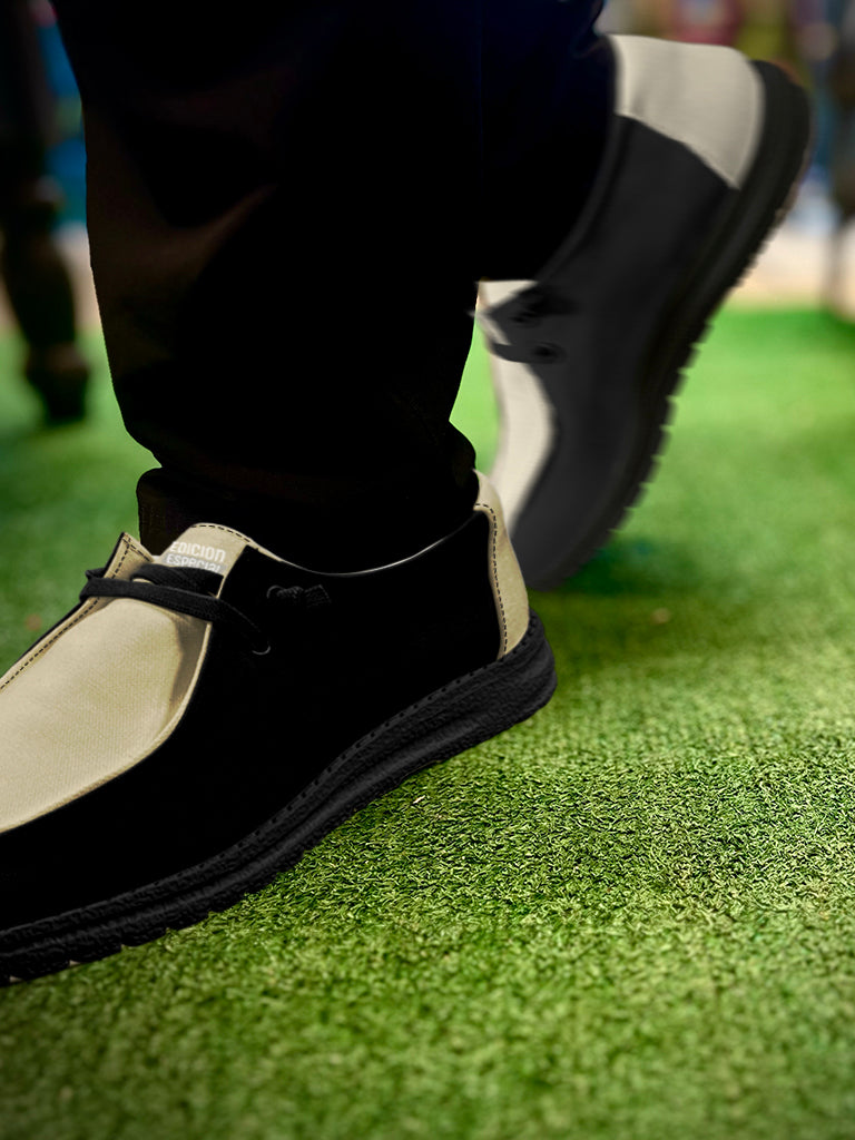 Beige Black Lace Up Loafers — limited edition artist-designed footwear by Edición Especial, Saint Paul MN — image 1