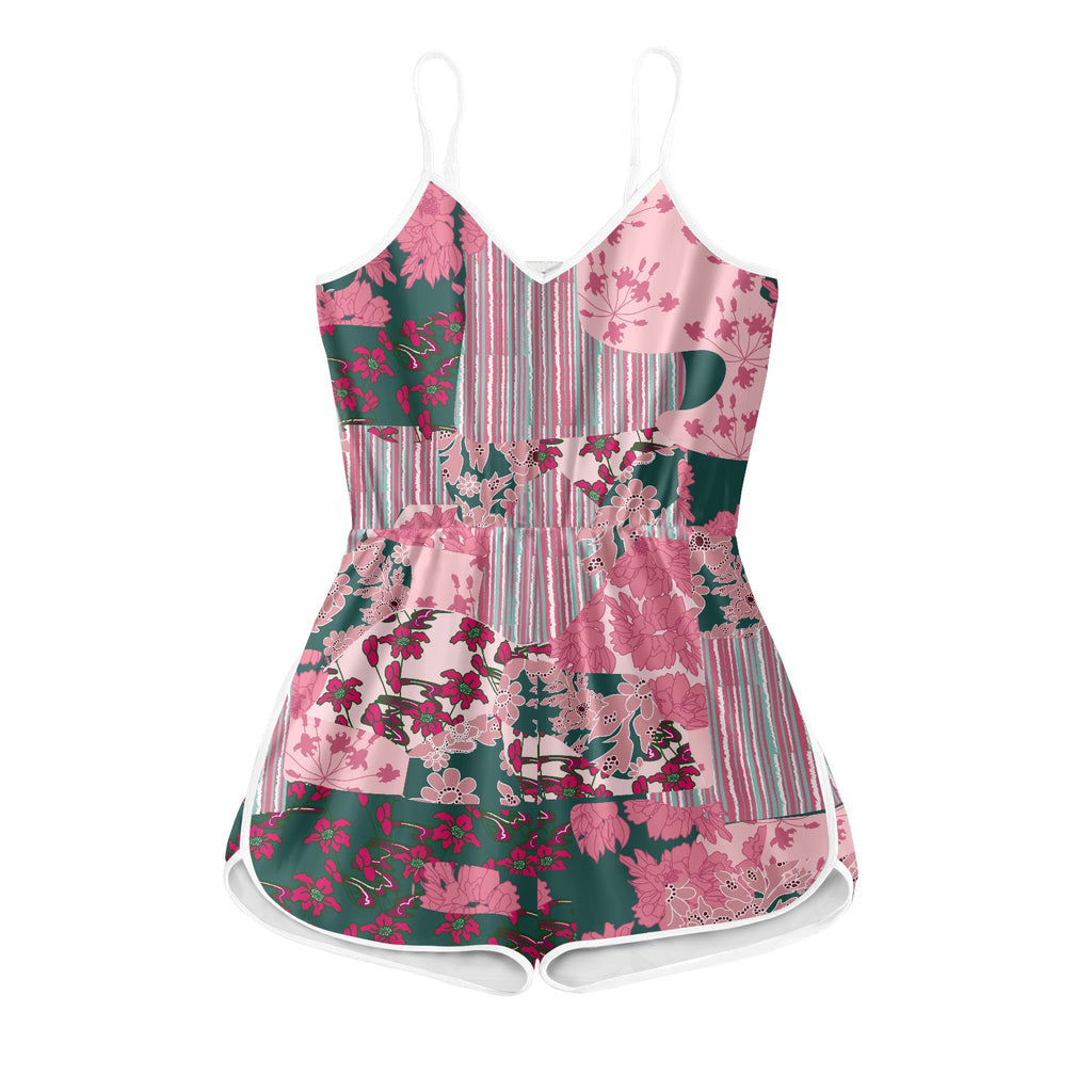 Pink Women's Sleeveless Jumpsuit Shorts