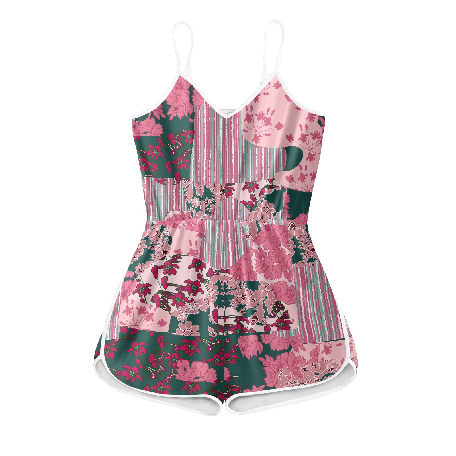 Pink Women's Sleeveless Jumpsuit Shorts