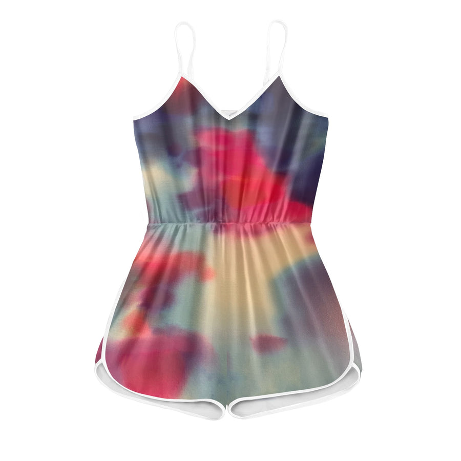 Tie Dye Women's Sleeveless Jumpsuit Shorts — limited edition artist-designed footwear by Edición Especial, Saint Paul MN — image 3
