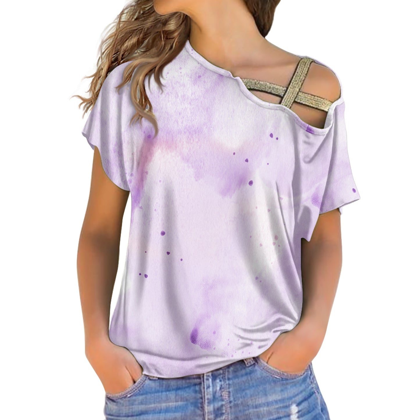 Purple Sequin cross belt top