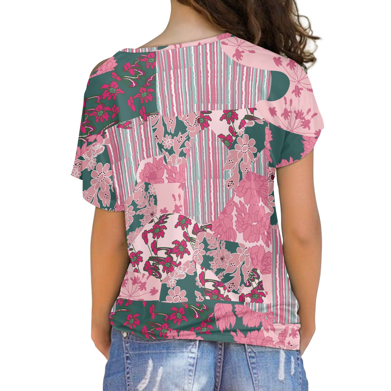 Pink Sequin cross belt top