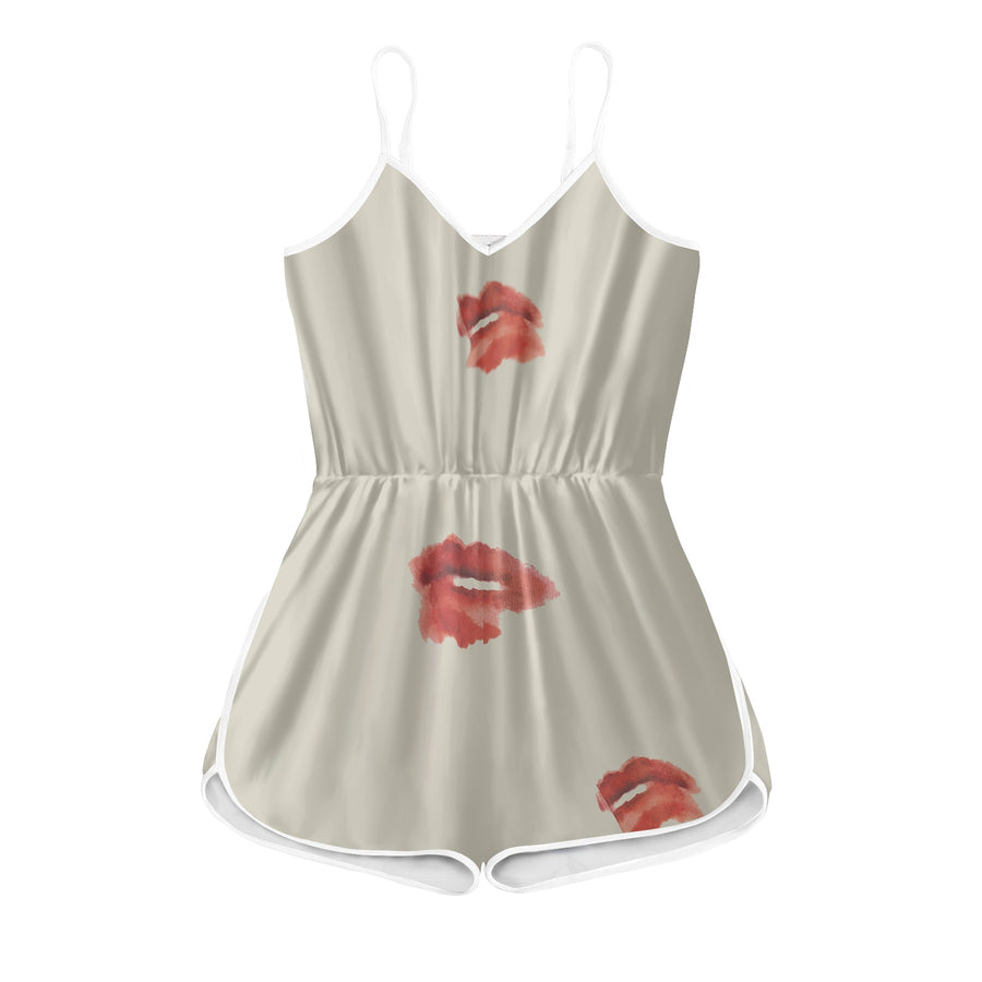 Kisses Women's Sleeveless Jumpsuit Shorts — limited edition artist-designed footwear by Edición Especial, Saint Paul MN — image 3