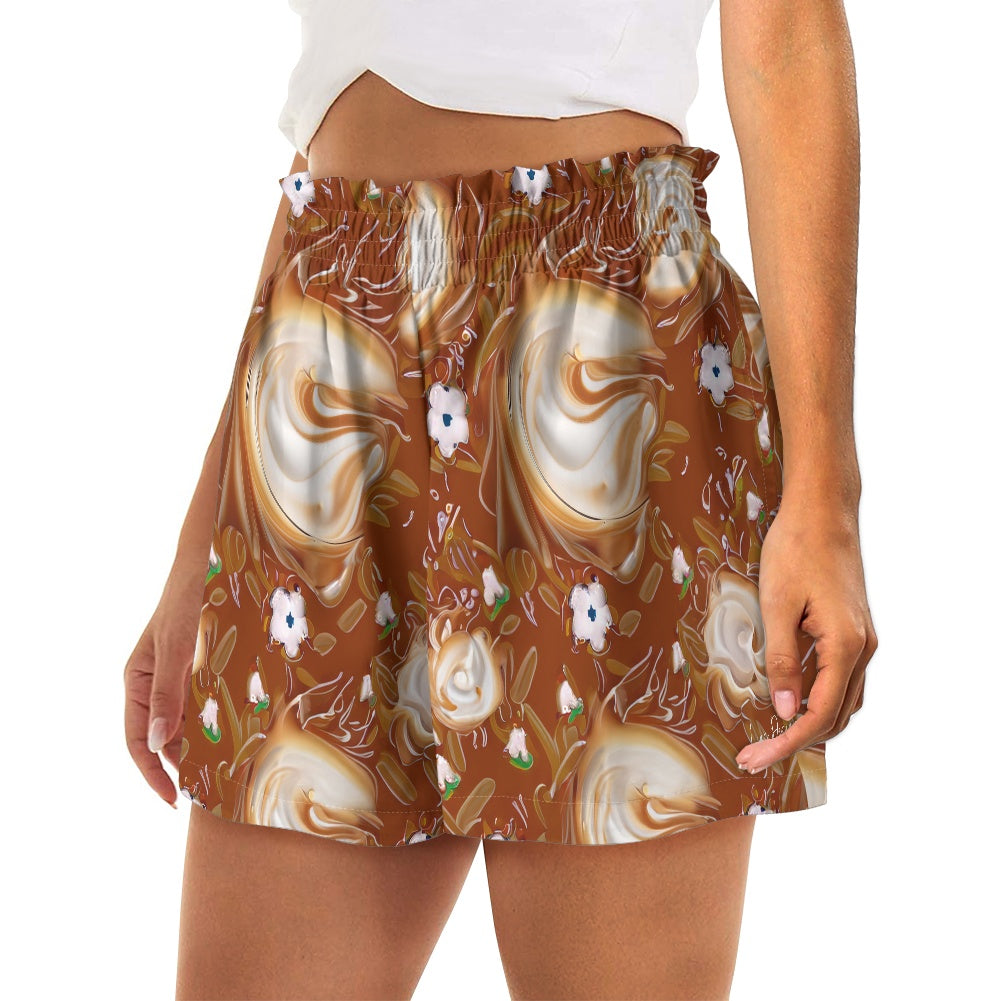 Coffee High waist loose shorts