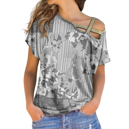 Grayscale Sequin cross belt top