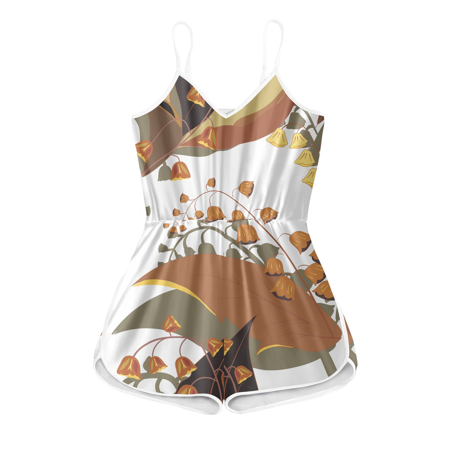 Light Brown Women's Sleeveless Jumpsuit Shorts — limited edition artist-designed footwear by Edición Especial, Saint Paul MN — image 2