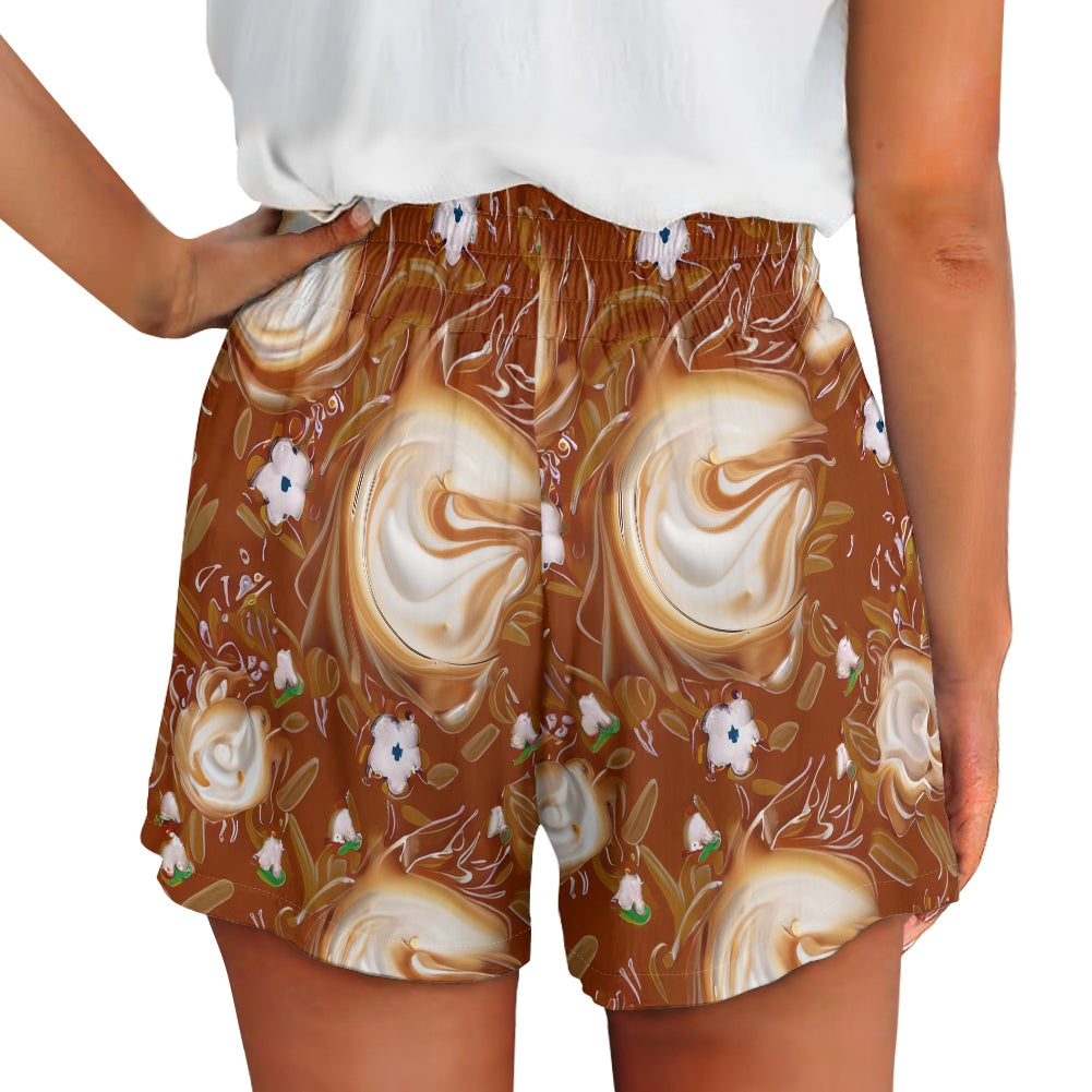 Coffee High waist loose shorts