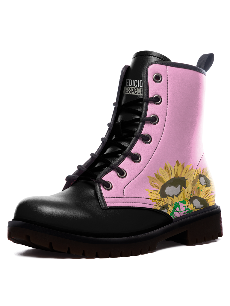Pink Sunflower Boots — limited edition artist-designed footwear by Edición Especial, Saint Paul MN — image 1