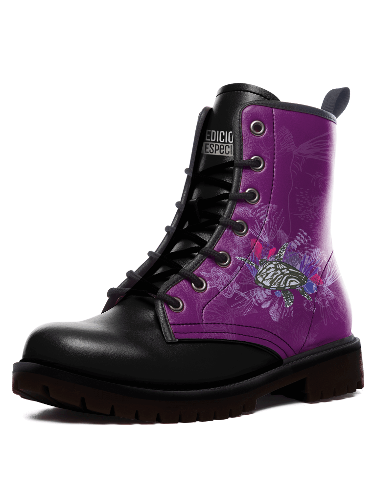 Turtle Purple Boots — limited edition artist-designed footwear by Edición Especial, Saint Paul MN — image 1