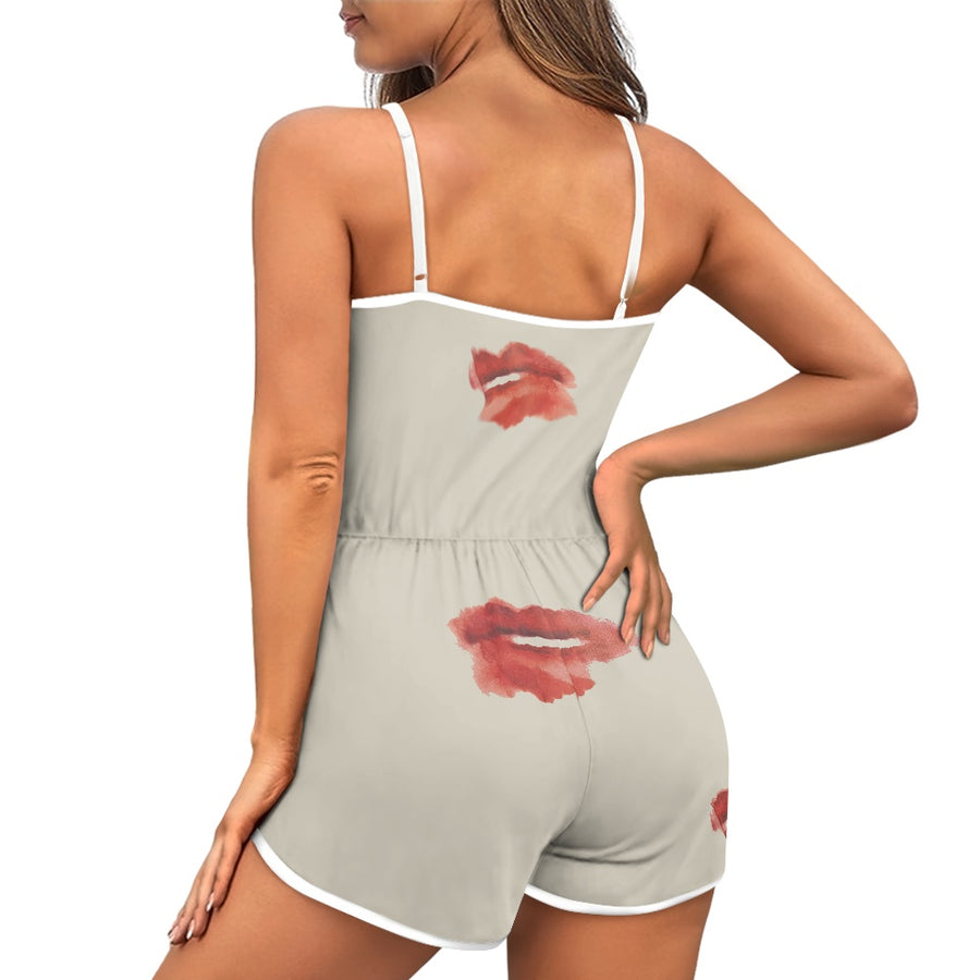 Kisses Women's Sleeveless Jumpsuit Shorts — limited edition artist-designed footwear by Edición Especial, Saint Paul MN — image 4