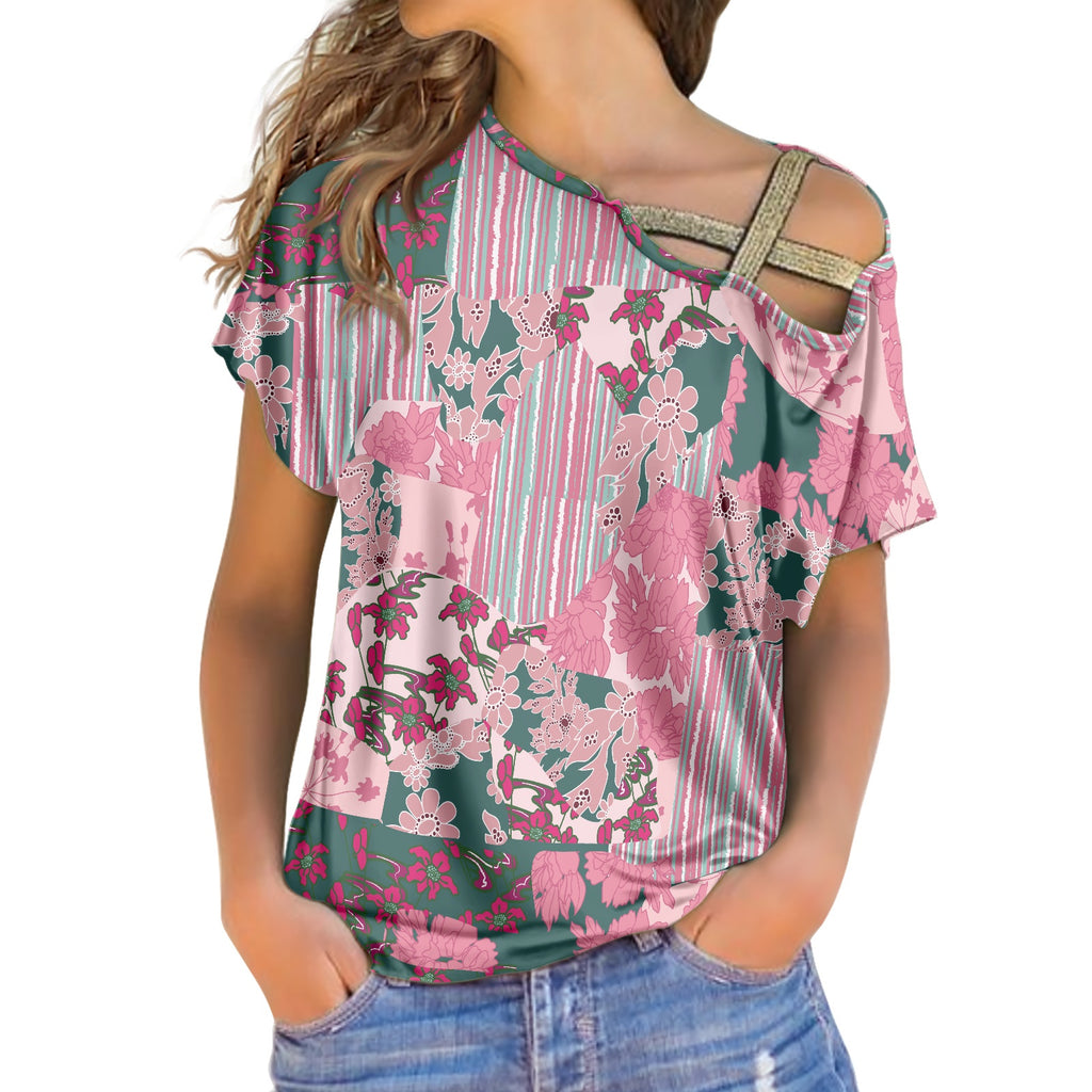 Pink Sequin cross belt top