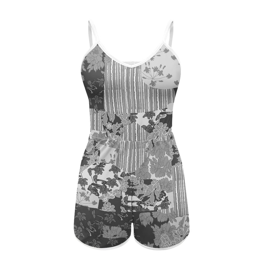 Grayscale Women's Sleeveless Jumpsuit Shorts — limited edition artist-designed footwear by Edición Especial, Saint Paul MN — image 2
